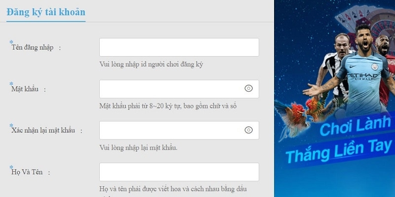 Các thông tin đăng ký hội viên đều phải được xác thực hợp lệ